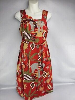Mary Jane by Corey of California Vintage 70's Tropical Print Dress Red Women's S